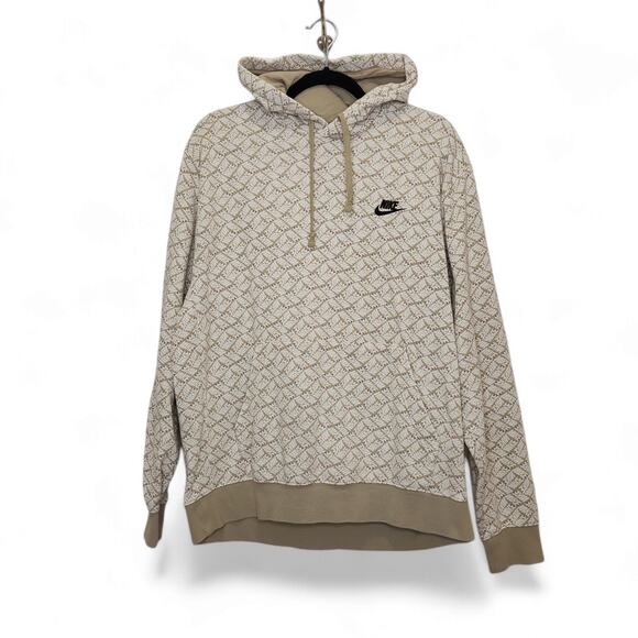 Nike Swoosh Spellout Check All Over Hooded Sweatshirt Streetwear Skater Large - Picture 1 of 5